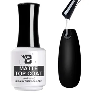 BOZLIN OEM Private Label 15ml Non Toxic No Wipe Soak Off UV Top Coat Gel Nail Polish Matte Gel Top Coat