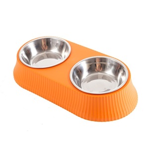 Gamelle double pour animaux Chong Ke Orange 2 en 1, distributeur de nourriture pour chien et chat avec ouverture inclinée et design anti-renversement pour animaux de compagnie - Product Image 3