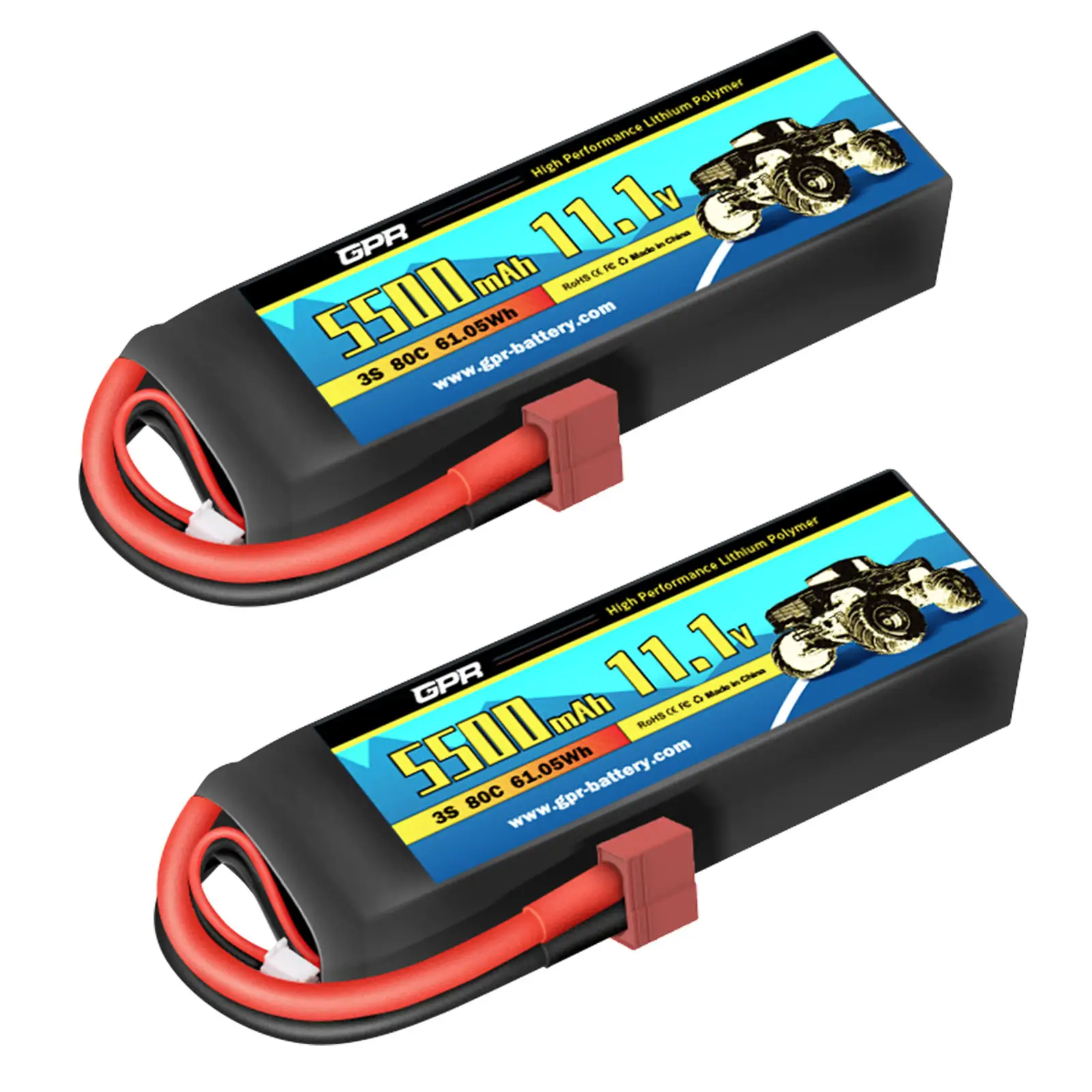 Factory customized high discharging 80C Lithium Battery 5500mAh 3s 11.1V For Rc Toys with T plug