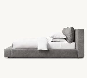 Lit en cuir best-seller Sassanid, design américain du milieu du XXe siècle, lit moelleux capitonné, entièrement rembourré, plateforme, mobilier de maison - Product Image 4