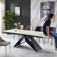 Luxuriöses Modernes Klappbares Esszimmer-Set 6-Sitzer 4 Stühle Holz-Marmor Runder Ausziehbarer Anpassbarer Tisch für Hoteleingangsbereich