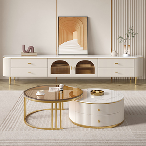 Tủ Tivi Hiện Đại Cao Cấp Gỗ Đá Marble Màn Hình <span class=keywords><strong>LCD</strong></span>, Kệ Để Đồ Phòng Khách Có Ngăn Kéo, Thiết Kế Nội Thất Trắng Treo Tường Mới Nhất <span class=keywords><strong>2025</strong></span> - Product Image 3