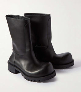 สวมใส่ออกสีน้ำตาลสีดำวินเทจรองเท้าบู๊ตแข็งรอบนิ้วเท้าหนังรองเท้าผู้ชาย - Product Image 6