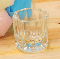 BIN nouveau clou cristal clair lavage tasse avec couvercle stockage liquide monomère verre ongles Dappen plat