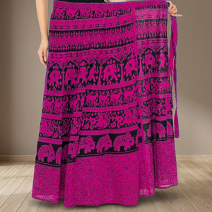 Jupe longue traditionnelle ethnique Jaipuri pour femme, décontractée et confortable, avec taille élastique, broderie et imprimé animal en velours côtelé - Product Image 2