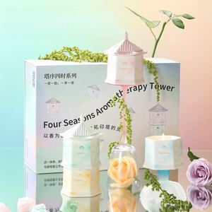 เทียนหอมกลิ่นกุหลาบในภาชนะทรงหกเหลี่ยม ฝาปิดน่ารัก สำหรับตกแต่งบ้าน - Product Image 2