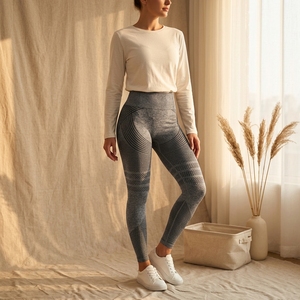 <span class=keywords><strong>Leggings</strong></span> Sportivi in Spandex/Nylon con Stampa a Quadri, <span class=keywords><strong>Vita</strong></span> <span class=keywords><strong>Alta</strong></span>, Morbidi, Elasticizzati in 4 Direzioni, per <span class=keywords><strong>Fitness</strong></span> e Yoga - Product Image 2