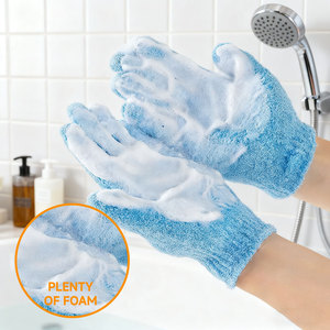 100% Nylon dos peau exfoliant gant de bain corps peau gommage gant de douche avec <span class=keywords><strong>boucle</strong></span> de suspension Double face peau morte enlèvement gant - Product Image 2