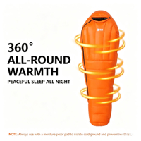Sac de couchage mummy 90% duvet d'oie blanc pour adultes, portable, chaud, ultraléger, en nylon hautement matelassé, pour camping en extérieur et hiver