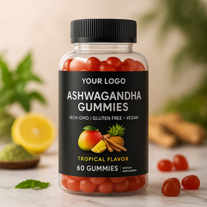Vegan Ashwagandha Gummies hương vị nhiệt đới không biến đổi gen không chứa gluten 60 phần bổ sung hàng ngày - Product Image 1