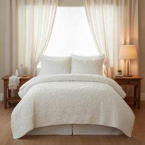 DB Tufted Cotton Chenille Medallion <b>Comforter</b> <b>Set</b> 3-Piece Hypoallergenic All-Season Home Bedding - Product Image 2