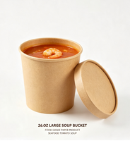 Gobelet à soupe et à bouillie en papier kraft jetable à paroi simple, robuste et recyclable, avec protection anti-fuite pour les liquides chauds à emporter