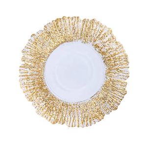 Assiettes de chargeur en or <span class=keywords><strong>Tuekey</strong></span> river, 12 pièces, pour mariages, plaques en dessous de chargement pour fête de mariage - Product Image 2