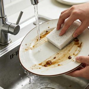 إسفنجة تنظيف المطبخ قصيرة وسميكة - ذات وجهين، تزيل البقع، لا تخدش، قابلة لإعادة الاستخدام للأواني والمقالي والأطباق وأسطح العمل - Product Image 1