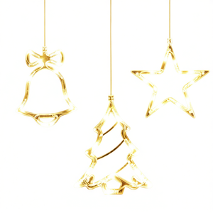 Luces LED de Navidad Blancas Cálidas, a Pilas, con Temporizador, Decoraciones Colgantes para Interiores con Forma de Campana y Estrella, Paquete de 3 - Product Image 1