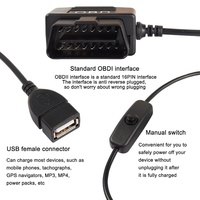 Connecteur USB femelle 5V 2A, câble d'alimentation de voiture OBD2 vers USB avec interrupteur OLIVER, compatible OBD2