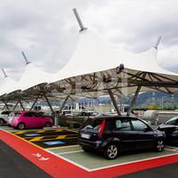 Abri de voiture durable en tissu PVDF imperméable avec structure en acier, directement de l'usine, pour le stationnement des voitures