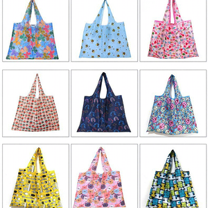 Sacola de Compras Personalizada em Poliéster Listrado, Dobrável, Extra Grande, com Alça de Ombro, Reutilizável para Compras e Uso Diário - Product Image 1