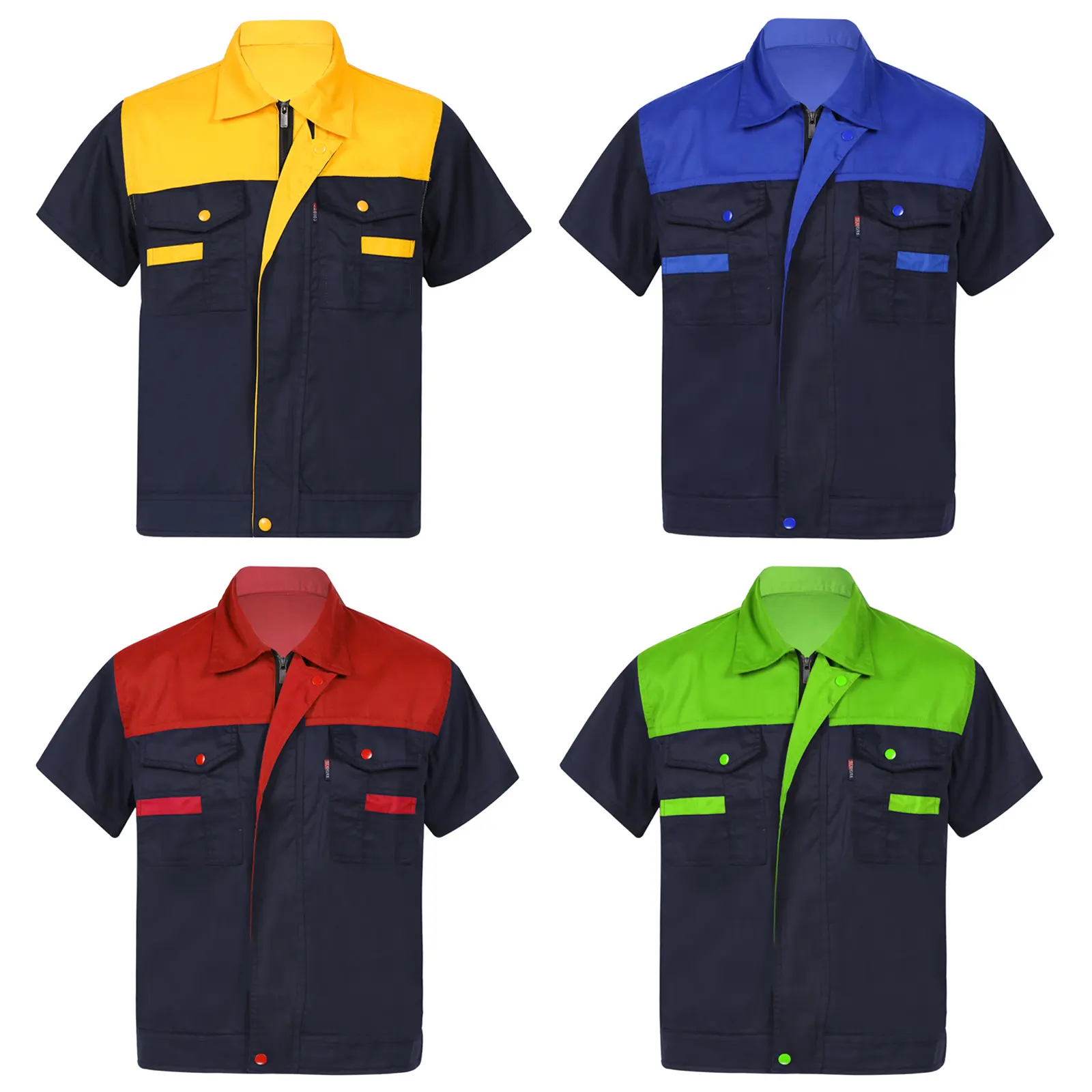 Poly-cotton Work Shirt Short Sleeve Lightweight Workwear Factory Plumber Mechanic Auto Repairmen Work Clothes
