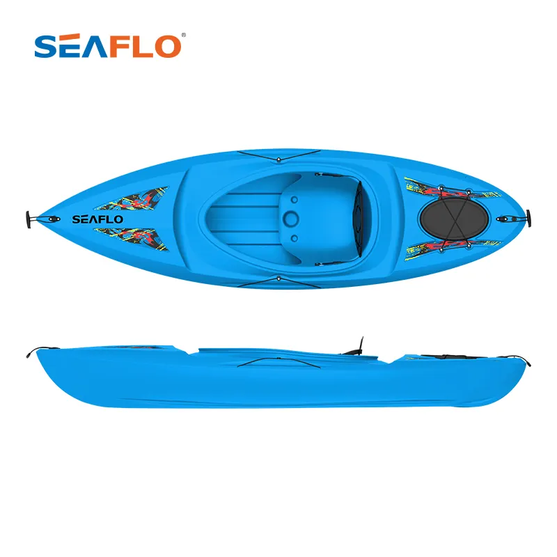 SEAFLO factory customised label color packing HDPE cheap plastic kayak made in China sit in kayak 1 person canoe/kayak for sale