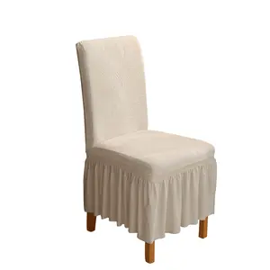 Housse de chaise en velours extensible Jacquard épais avec jupe pour housses de siège de salle à manger à la maison pour chaises de célébration