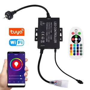 Tuya APP 스마트 WIFI RGB 컨트롤러 IR/RF 원격 제어 110V 220V RGB LED 스트립 라이트 홈 장식 디밍 컨트롤러