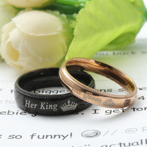 Titanium Steel <b>Couple</b> <b>Rings</b> Letter Design Bezel Setting Unisex Everyday Wear 23010 - Product Image 4