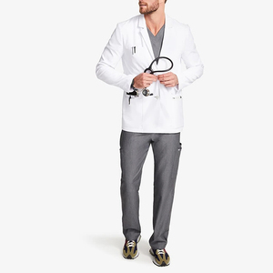 <span class=keywords><strong>Camice</strong></span> da laboratorio <span class=keywords><strong>bianco</strong></span> di vendita caldo di stile corto professionale dell'uniforme dell'ospedale di vendita caldo per il poliestere del cotone dei tessuti medici dell'ospedale - Product Image 1