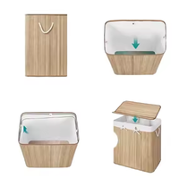 Panier à linge pliable en bambou Panier de rangement pour vêtements Panier de rangement en polyester avec poignée