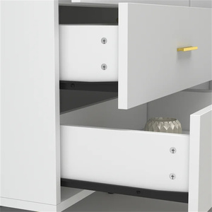 Meuble de salon, commode à 6 tiroirs, table de chevet en bois <span class=keywords><strong>laqué</strong></span> <span class=keywords><strong>blanc</strong></span> avec poignée dorée pour chambre à coucher - Product Image 4