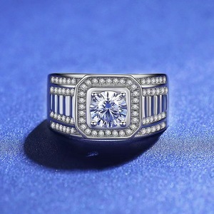 Anel Masculino de Prata Esterlina S925 com Diamante em Forma de Onda, Conjunto com Moissanite VVS de 1.0ct, Anel de Casamento de Luxo Leve e Fashionável - Product Image 3