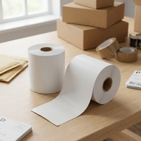 Étiquette autocollante thermique directe sans support personnalisée de 40 mm, 58 mm, 80 mm de large, étiquette continue sans support, étiquette thermique sans support