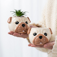 Adorable Pot de Fleurs en Céramique Émaillée en Forme de Corgi, Petits Pots d'Animaux pour Succulentes Maison Bureau Centre Commercial
