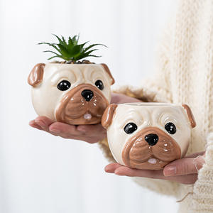 Adorable Pot de Fleurs en Céramique Émaillée en Forme de Corgi, Petits Pots d'Animaux pour Succulentes Maison Bureau Centre Commercial - Product Image 3