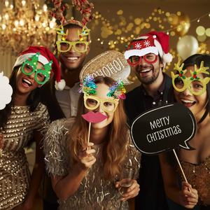 Ensemble de Noël écologique et réutilisable : Bandeau Père Noël, chapeau de Noël, lunettes, et accessoires de renne et elfe pour arbre de Noël, idéal pour les fêtes en extérieur - Product Image 3