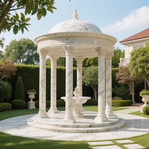 أجنحة حديقة رخامية طبيعية مخصصة في الهواء الطلق نحت صناعي أجنحة أعمدة رومانية ديكور فيلا - Product Image 2