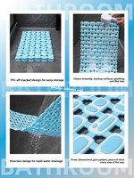 Tapis de salle de bain écologique antidérapant, imperméable, pour douche, tapis de sol ajouré, insert épaissi anti-chute pour toilettes