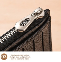 Cartera Delgada de Cuero Genuino para Mujer, con Bloqueo RFID, Mini Monedero para Tarjetas de Crédito, Accesorio de Negocios, Precio al por Mayor