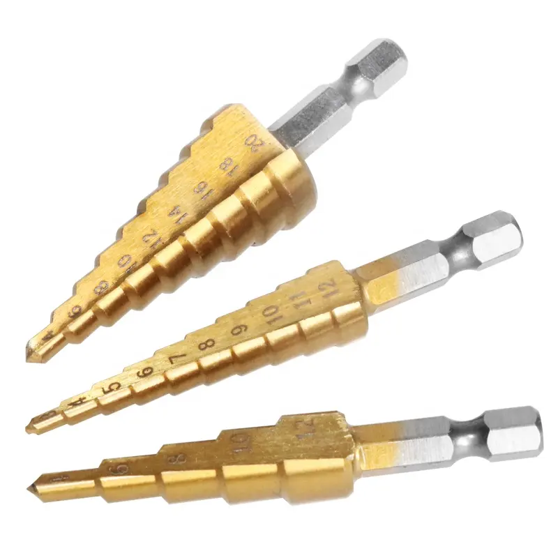 Wholesale High Quality Drill Bit Taper Power Tools 4-20mm Step Drill Bit Step Spiral Tin