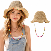 Chapeau Bob en Crochet pour Femme Taille Unique Léger Respirant Printemps Été Automne Chapeau Tendance avec Cordon Perlé Coloré