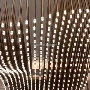 북유럽 스타일 현대 실내 장식 천장 매달려 빛 럭셔리 아크릴 라운드 긴 튜브 Led 샹들리에 조명 - Product Image 4