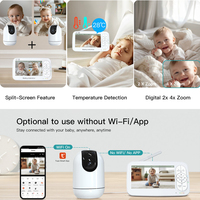 Babyphone intelligent avec écran HD de 5 pouces, prise en charge du Wi-Fi et du réseau sans fil 2,4 G, application pour téléphone portable, moniteur vidéo pour bébé sans fil Tuya avec caméra