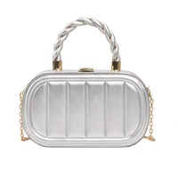 Sac Mini Boîte Couleur Bonbon pour Femme, Sac à Main Rigide Texturé avec Poignée Tressée et Bandoulière Chaîne, Sac Bandoulière pour Mariage