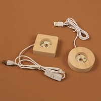 Lámpara LED Creativa de Madera Maciza, Base Redonda Cuadrada de Madera, Soporte USB para Bolas, Adornos de Bolas de Cristal de 6 cm y 8 cm