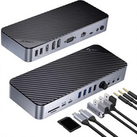 Base de Conexión ORICO 20 en 1, 10Gbps Tipo C, 4K para DP, VGA, Audio, Puertos USB-A de 5Gbps, Soporte para Múltiples Pantallas y Ethernet