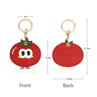 Big-Eyed Cartoon Fruit Access Card Holder Aangepaste hoogwaardige lederen sleutelhanger Leuke creatieve tas charme accessoire Uniek