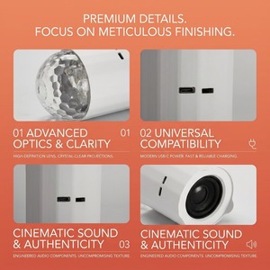 Projecteur <span class=keywords><strong>Ciel</strong></span> Étoilé LED Moderne avec Haut-Parleur, Lampe d'Ambiance Romantique Rechargeable USB/Batterie pour Couples - Product Image 2