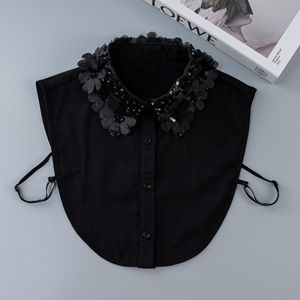 Chemise à col Dickie pour femme, col pastoral, faux col perlé, faux col en strass pour femme, avec pierres naturelles - Product Image 2