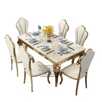 Table à manger en dalle de marbre de style italien, design moderne minimaliste, luxe léger, rectangulaire, 6 places, démontable, Nouveauté 2026