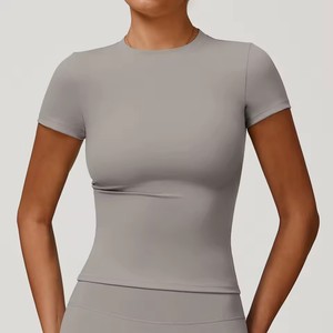 Camiseta Deportiva para Mujer, de Manga Corta, Cuello Redondo, Transpirable, Elástica, para Gimnasio, Yoga, Fitness, Top Deportivo - Product Image 5